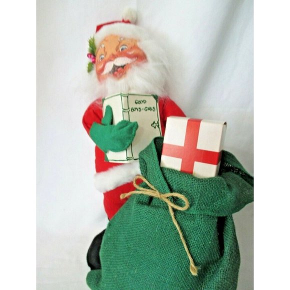 Annalee Mobilitee 18" Santa w/Book & Green Burlap Sack #5505 w/Tag EUC - Picture 2 of 12